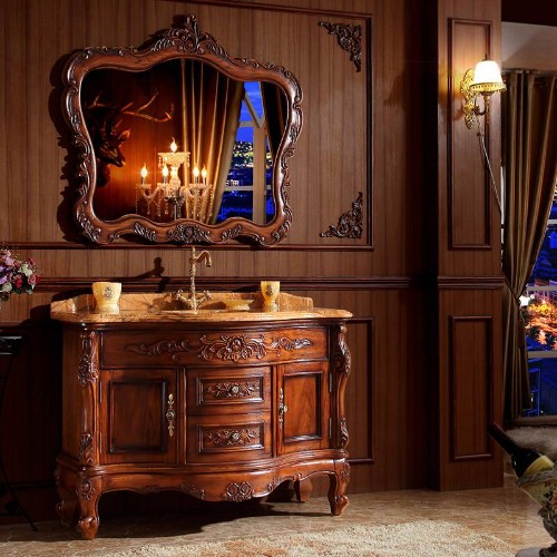 Solid Red Oak Bathroom Vanity Set